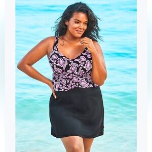 Swimsuits for all power suit swimdress one piece skirted size 24